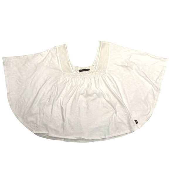 PrAna square neck crochet mesh bat wing slub cotton top women’s M minimalist - Picture 6 of 6